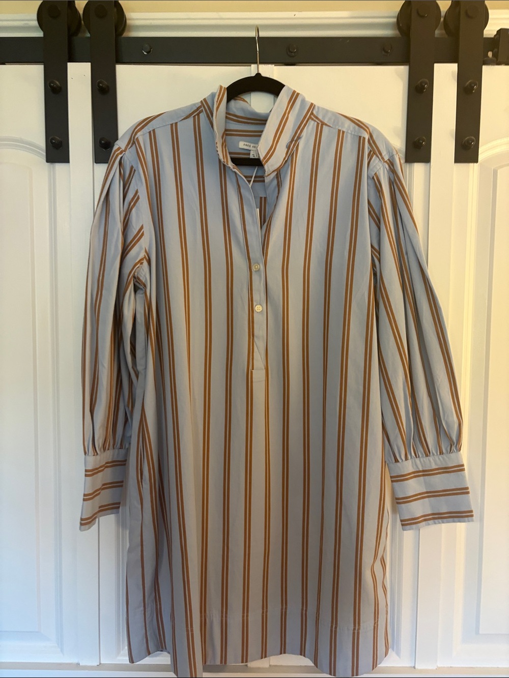 Striped Tunic Dress in Light Blue and Brown